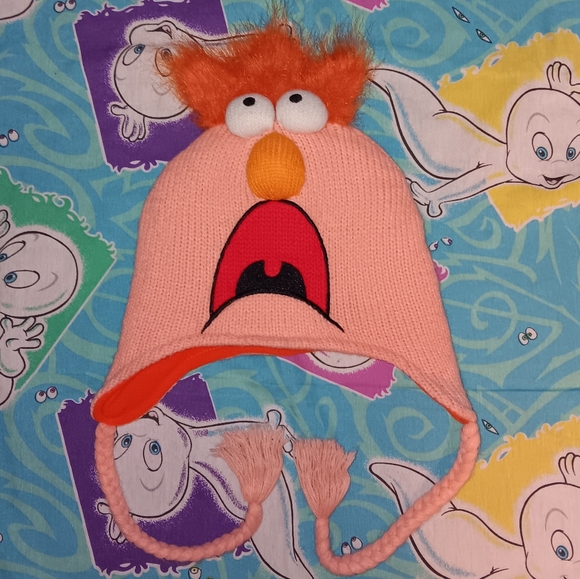 Disney Muppets Beaker Character Fleece Lined Vintage Winter Hat Beanie Cap - Picture 1 of 4